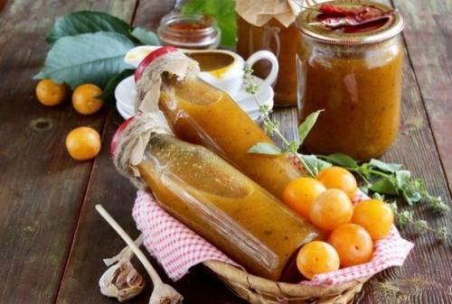 Острый соус из желтой алычи на зиму.