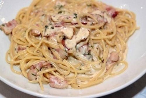 Паста карбонара с грибами?