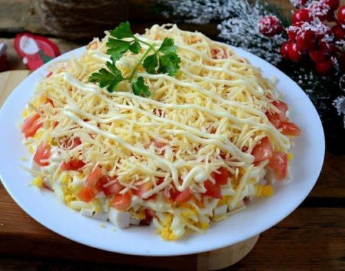 Очень вкусный салатик с крабовыми палочками. 05