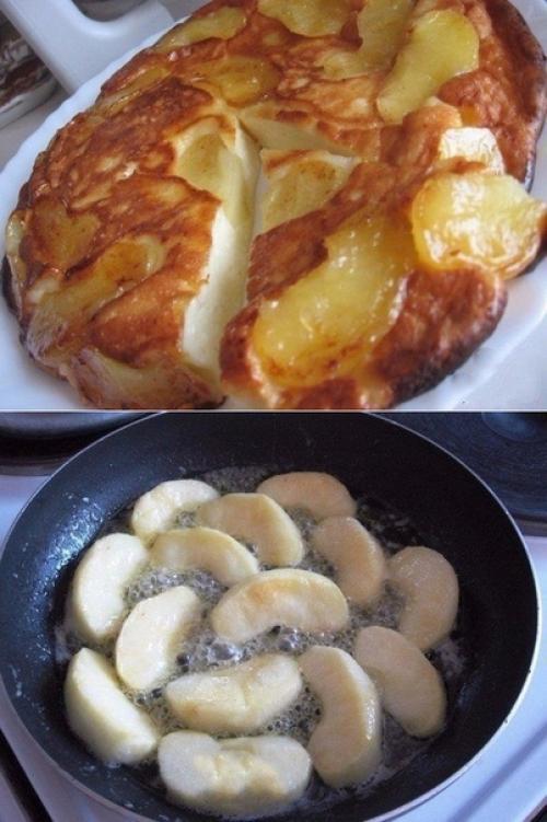 Ароматная творожная выпечка с яблоками.