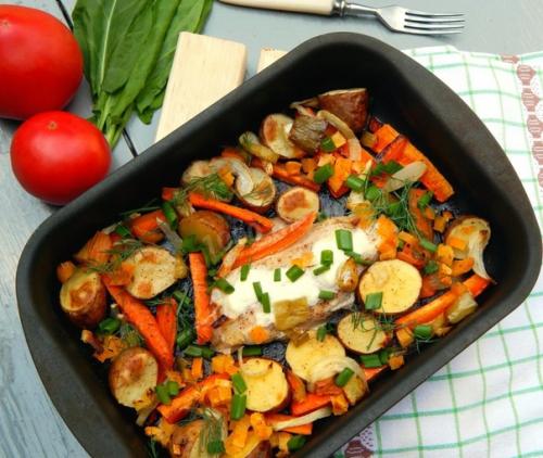 Куриная грудка с овощами.