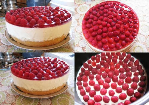 Творожно - малиновый торт.