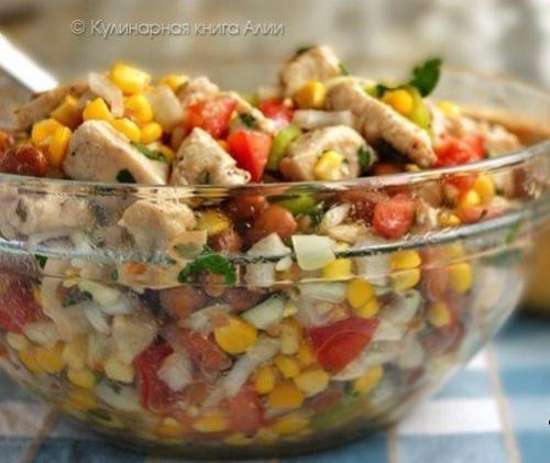 Салат с кукурузой и курицей?