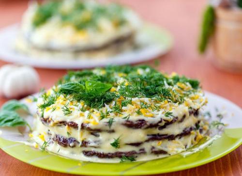 Печеночный торт с куриной печенью.