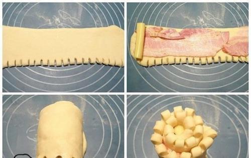 Пирог Цветы с беконом и колбасой. 01