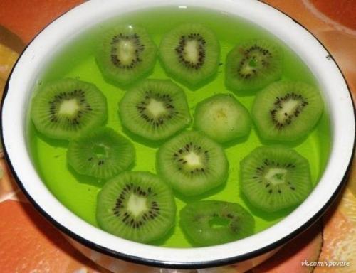 Желейный торт из киви и сметаны.