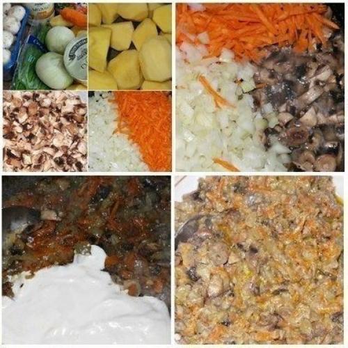 Картофельные гнезда с грибами, в чесночно - сметанном соусе. 01 Картофельные гнезда с грибами, в чесночно - сметанном соусе. 01