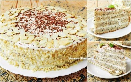 Маковый торт с творожным кремом.

