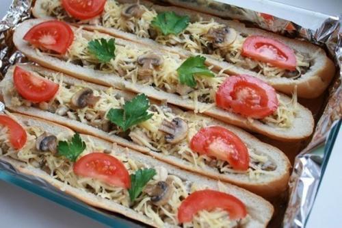 Багет, фаршированный курочкой и грибами. 03