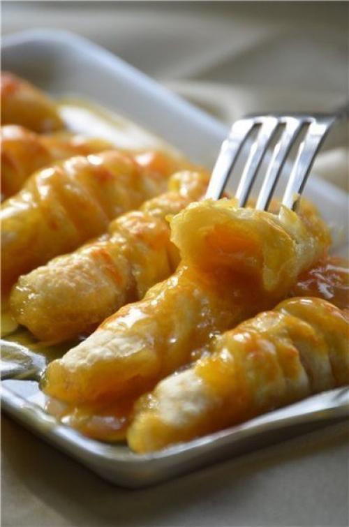 Слойки с мандаринами в карамельном сиропе. 01