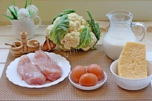 Запеканка из цветной капусты и курицы. 01