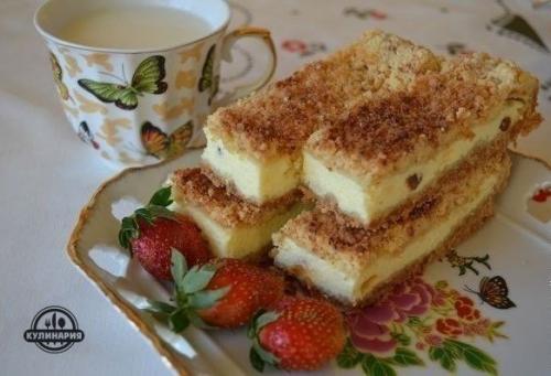 Песочный пирог с творогом.