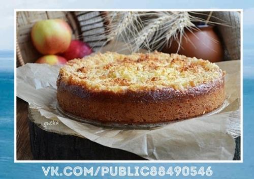 Очень вкусно.  Творожной пиpог c яблoками и кокоcовой карамeлью. 06