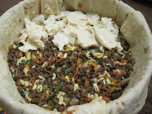 Мясной пирог из тонкого армянского лаваша. 02