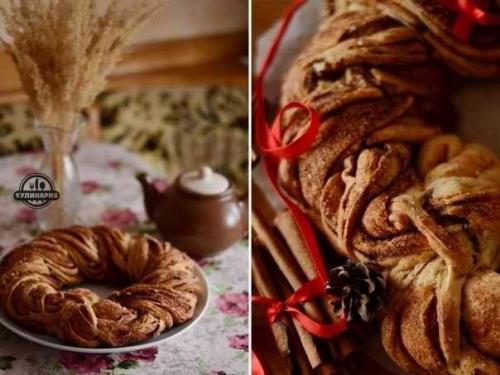 Крендель с корицей и орехами.
