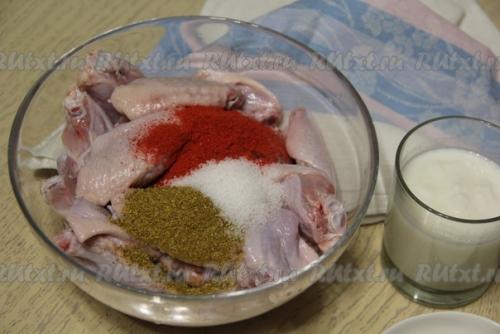Куриные крылышки в кефире в духовке. 02