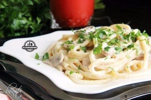 Спагетти с грибами в сливочном соусе. 06