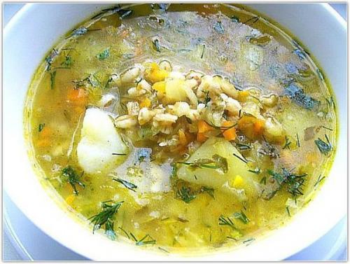 Рассольник постный.  Ингредиенты: