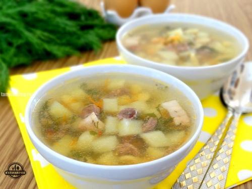 Суп с куриными сердечками.