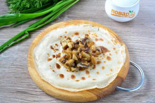 Блинные мешочки с грибами. 04