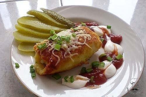 Картофельные рулетики с мясом.