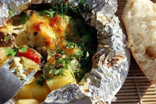Быстрый ужин: узелки с мясом и сыром. 02