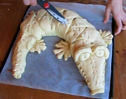 Монастырская постная рыбная кулебяка Крокодильчик. 03