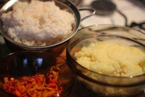 Картофельные котлеты с рисом. 01