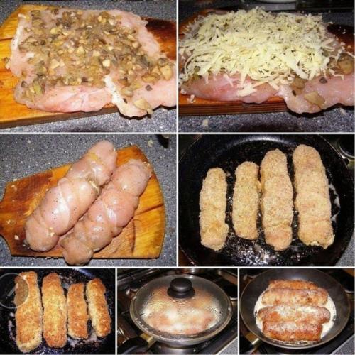 Куриные Рулетики С Грибами В Сырном Соусе.