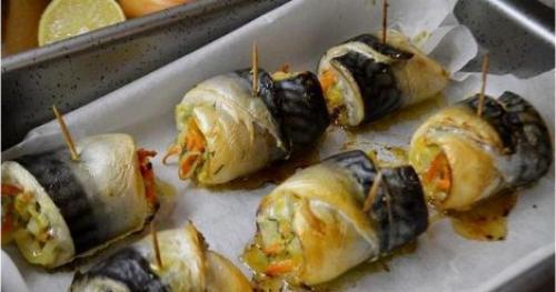 Рулетики из скумбрии с овощами. 05