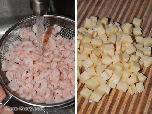 Салат с креветками и ананасом. 04