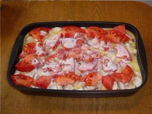 Свинина, запеченная с овощами под соусом бешамель. 08