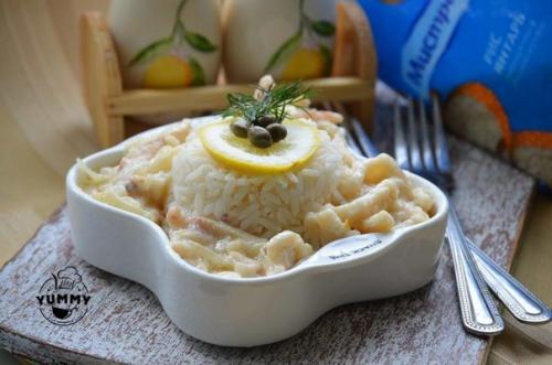 Кальмары с рисом в сметанном соусе. 07