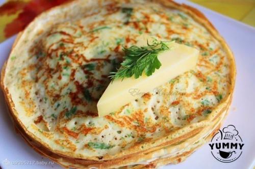 Сырные блины с зеленью. 02