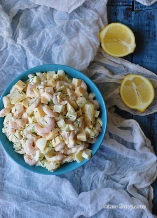 Салат с креветками и ананасом. 02