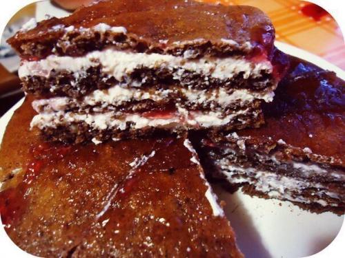 Шоколадный торт с кофейным кремом и желе.