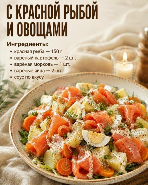 Красная рыбка делает любой салат намного вкуснее, но главное - правильно подобрать сочетания. 04