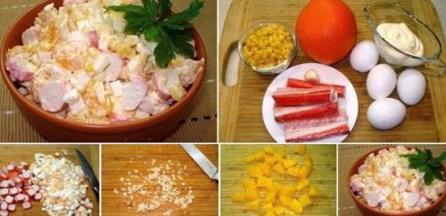 Салат по-королевски.  Ингредиенты: