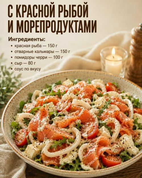 Красная рыбка делает любой салат намного вкуснее, но главное - правильно подобрать сочетания. 01