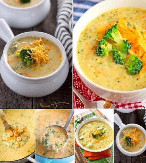 Сырный суп (с шампиньонами и брокколи).