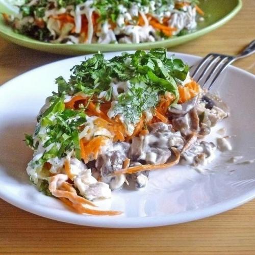 Салат, который уделал даже оливье - салат с жаренными шампиньонами. 
