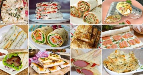 Подборка начинок для закусочных рулетов из лаваша. 04