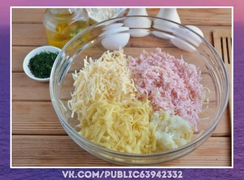 Сногсшибательный рецепт. Дранички с ветчиной, сыром и зеленью. 02 Сногсшибательный рецепт. Дранички с ветчиной, сыром и зеленью. 02