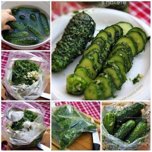 Быстрые малосольные огурчики в пакете.