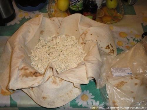 Пирог из лаваша (с сулугуни, укропом и картошкой). 02