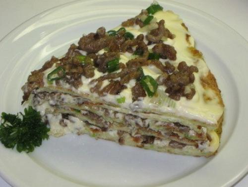 Кабачковый пирог с мясом и грибами?