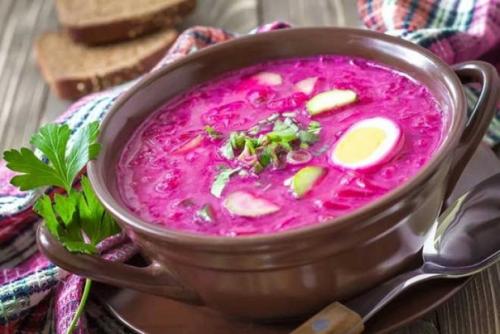 Свекольник холодный: рецепт с балыком.