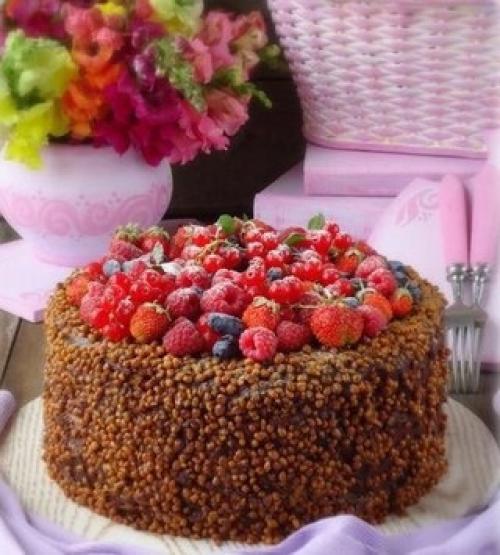 Торт медовый Спартак с малиной. 01