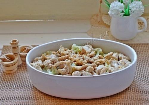 Запеканка из цветной капусты и курицы. 06