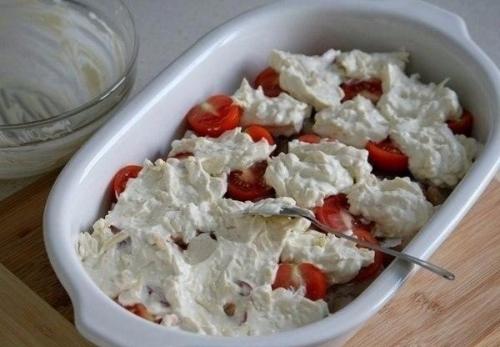 Треска запечённая с сыром и томатами. 06